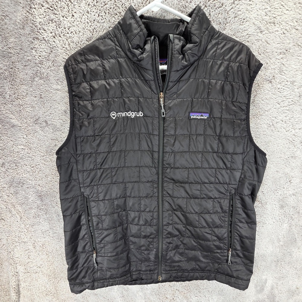 Patagonia Vest Mens Large Black Nano Puff Quilted Full Zip Insulated Outdoor